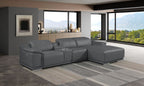 DivanItalia Dark Grey Italian Leather 4-Piece Power Reclining Sectional with Chaise – 9762DG-4PC-CH