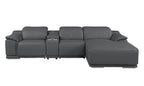 DivanItalia Dark Grey Italian Leather 4-Piece Power Reclining Sectional with Chaise – 9762DG-4PC-CH