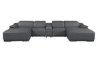 DivanItalia Dark Grey Italian Leather 5-Piece Sectional Sofa with Double Chaise – 9762DG-5PC-2CH