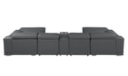 DivanItalia Dark Grey Italian Leather 5-Piece Sectional Sofa with Double Chaise – 9762DG-5PC-2CH