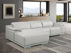 DivanItalia Light Grey Italian Leather 3-Piece Power Reclining Sectional with Chaise – 9762LG-3PC-CH