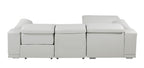 DivanItalia Light Grey Italian Leather 3-Piece Power Reclining Sectional with Chaise – 9762LG-3PC-CH