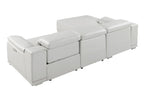 DivanItalia Light Grey Italian Leather 3-Piece Power Reclining Sectional with Chaise – 9762LG-3PC-CH