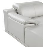 DivanItalia Light Grey Italian Leather 3-Piece Power Reclining Sectional with Chaise – 9762LG-3PC-CH