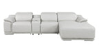 DivanItalia Light Grey Italian Leather 4-Piece Power Reclining Sectional with Chaise – 9762LG-4PC-CH