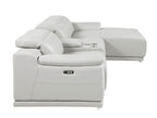 DivanItalia Light Grey Italian Leather 4-Piece Power Reclining Sectional with Chaise – 9762LG-4PC-CH