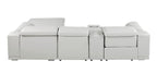 DivanItalia Light Grey Italian Leather 4-Piece Power Reclining Sectional with Chaise – 9762LG-4PC-CH