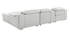 DivanItalia Light Grey Italian Leather 4-Piece Power Reclining Sectional with Chaise – 9762LG-4PC-CH
