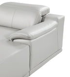 DivanItalia Light Grey Italian Leather 4-Piece Power Reclining Sectional with Chaise – 9762LG-4PC-CH