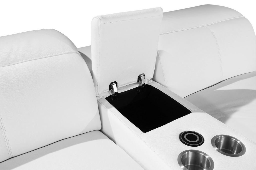 Global United 9762WH-6PC 6 pc DivanItalia white italian leather power reclining sectional sofa adjustable headrests