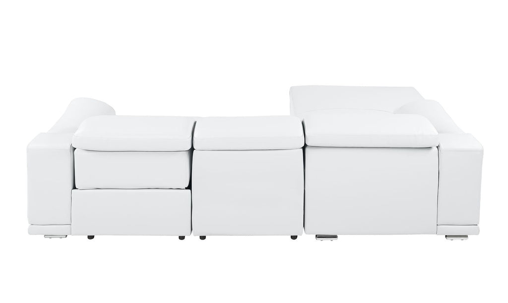 DivanItalia White Italian Leather 3-Piece Power Reclining Sectional with Chaise – 9762WH-3PC-CH