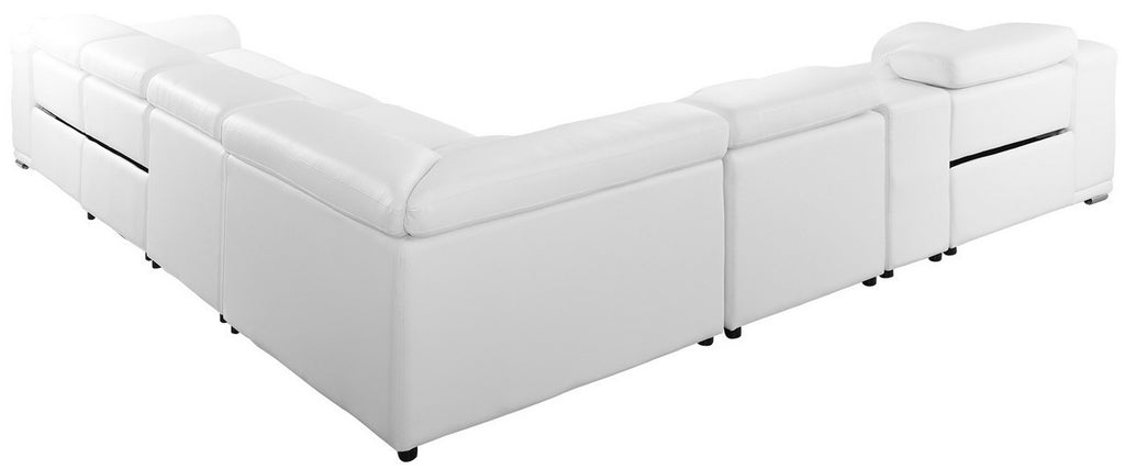 Global United 9762WH-6PC 6 pc DivanItalia white italian leather power reclining sectional sofa adjustable headrests