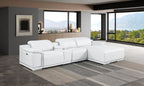 DivanItalia White Italian Leather 4-Piece Power Reclining Sectional with Chaise – 9762WH-4PC-CH