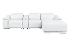 DivanItalia White Italian Leather 4-Piece Power Reclining Sectional with Chaise – 9762WH-4PC-CH