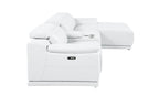 DivanItalia White Italian Leather 4-Piece Power Reclining Sectional with Chaise – 9762WH-4PC-CH