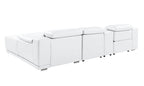 DivanItalia White Italian Leather 4-Piece Power Reclining Sectional with Chaise – 9762WH-4PC-CH
