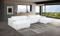 DivanItalia White Italian Leather 5-Piece Sectional Sofa with Double Chaise – 9762WH-5PC-2CH