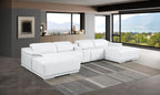 DivanItalia White Italian Leather 5-Piece Sectional Sofa with Double Chaise – 9762WH-5PC-2CH