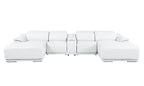 DivanItalia White Italian Leather 5-Piece Sectional Sofa with Double Chaise – 9762WH-5PC-2CH
