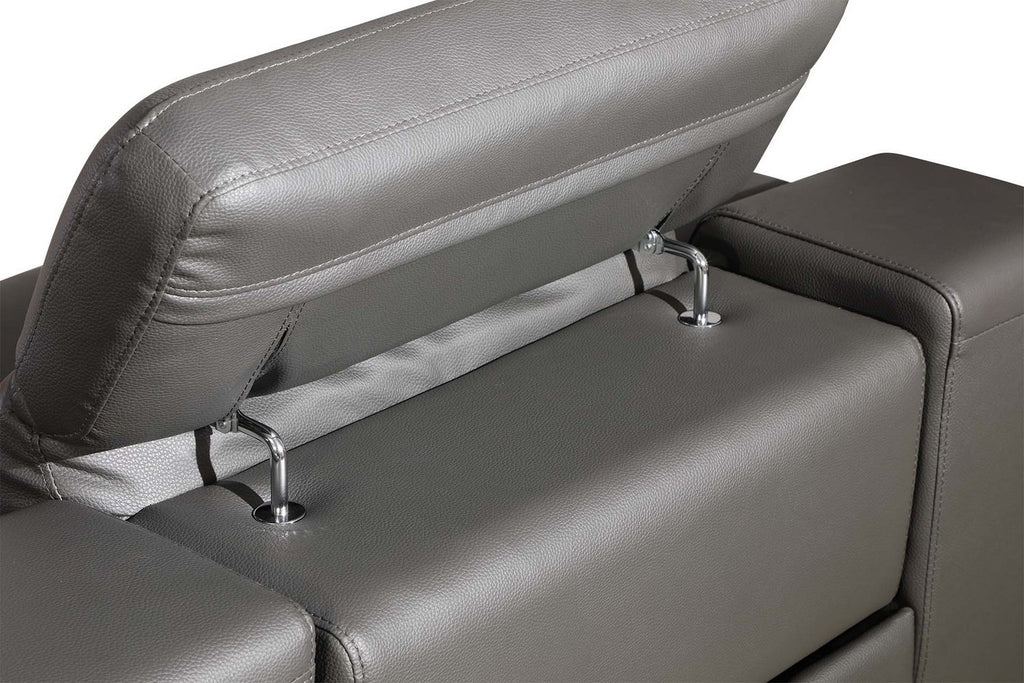 Global United 9762GY-6PC 6 pc DivanItalia gray italian leather power reclining sectional sofa adjustable headrests