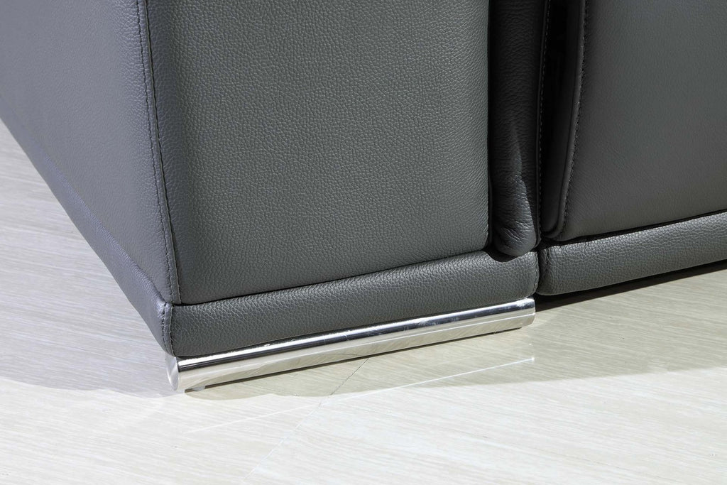 Global United 9762GY-6PC 6 pc DivanItalia gray italian leather power reclining sectional sofa adjustable headrests