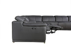 Global United 9762GY-6PC 6 pc DivanItalia gray italian leather power reclining sectional sofa adjustable headrests