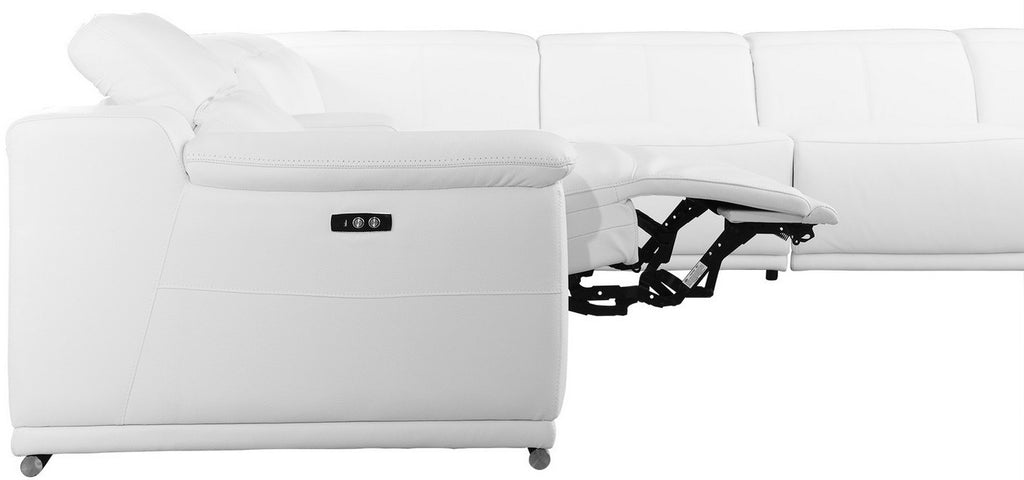 Global United 9762WH-6PC 6 pc DivanItalia white italian leather power reclining sectional sofa adjustable headrests