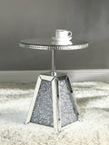 Acme 97702 Rosdorf park shelbyville glam noralie mirrored and faux diamonds inlay round top nightstand bed side end table