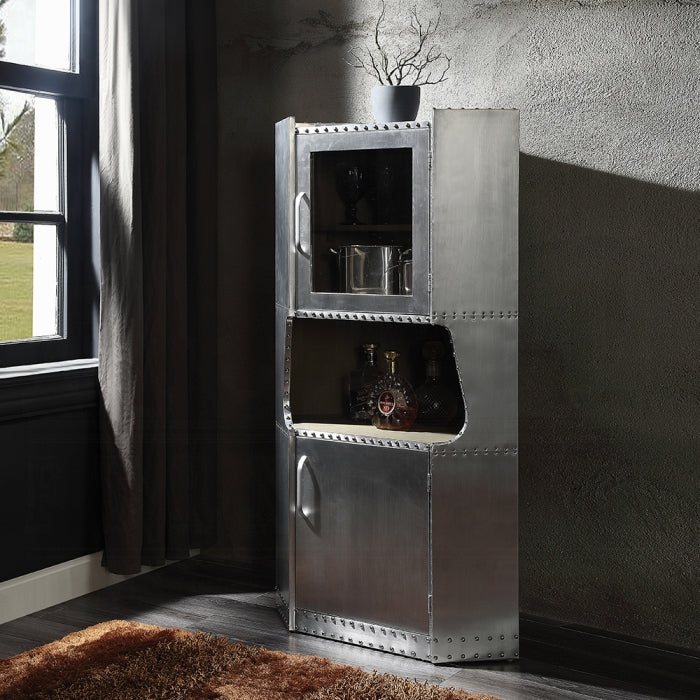 Acme 97710 Brancaster aluminum riveted finish wine cabinet