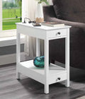 Acme 97741 Breakwater bay melchoir byzad white finish wood chair side end table with USB power dock station