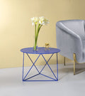 Acme 97840 Foundry select Epidia blue finish metal 23" round chairs side end table