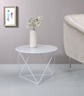 Acme 97842 Foundry select Epidia white finish metal 23" round chairs side end table