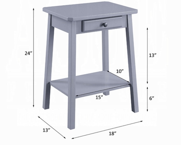 Acme 97860 Kaife gray finish wood chair side end table with drawer