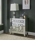 Acme 97952 Everly quinn albaugh noralie mirrored 32" console cabinet with faux diamond inlay with 2 drawers
