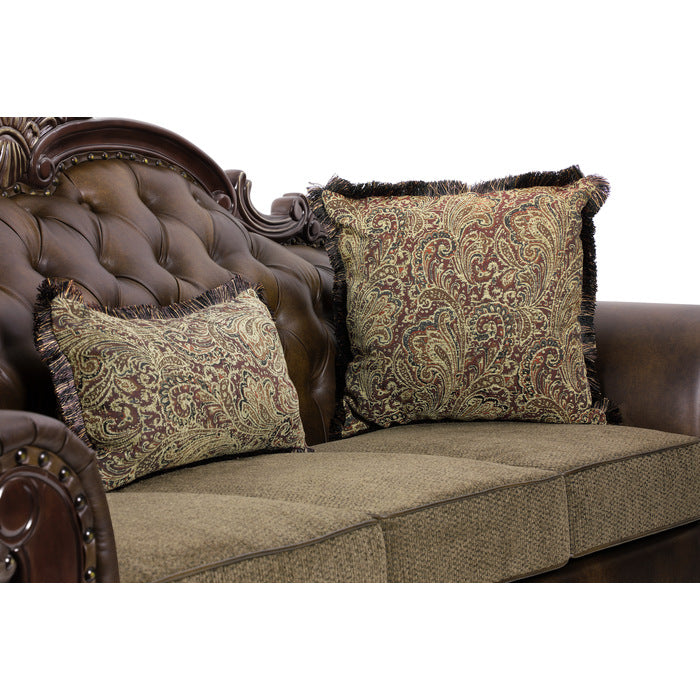 Homelegance 9815-SL 2 pc Croydon brown chenille fabric sofa and love seat set with wood trim