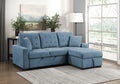 9816BU*2LLRC Waitsfield blue textured fabric sectional sofa with storage chaise and sleep area