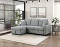 9816GY*2LCRL Waitsfield light grey textured fabric sectional sofa with storage chaise and sleep area