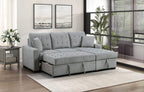9816GY*2LLRC Waitsfield light grey textured fabric sectional sofa with storage chaise and sleep area
