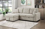 9816SN*2LCRL Waitsfield sand textured fabric sectional sofa with storage chaise and sleep area
