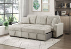 9816SN*2LCRL Waitsfield sand textured fabric sectional sofa with storage chaise and sleep area