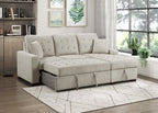 9816SN*2LLRC Waitsfield sand textured fabric sectional sofa with storage chaise and sleep area