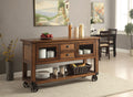 Acme 98180 Loon peek Kadri distressed chestnut finish wood and black metal accents kitchen island cart