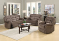 Global United 9824BR-2PC 2 pc Norma brown bella velour fabric sofa and love seat with recliner ends