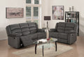 Global United 9824GY-2PC 2 pc Norma grey bella velour fabric sofa and love seat with recliner ends