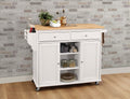 Acme 98305 Tullarick natural and white finish wood and metal accents kitchen island cart