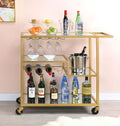 Acme 98354 Everly quinn axeln gold metallic finish metal frame and mirrored glass shelves kitchen island tea / bar cart