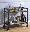 Acme 98355 17 stories harutiun matte black metal finish frame and wood finish shelves kitchen island tea / bar cart