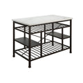 Acme 98400 House of Hampton Lanzo gunmetal finish metal frame marble top kitchen island