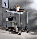 Acme 98420 Lisses chrome metal finish frame glass and mirror shelves kitchen island tea / bar cart