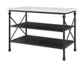 Acme 98943 House of Hampton Mera grey finish metal frame cultured white stone kitchen island